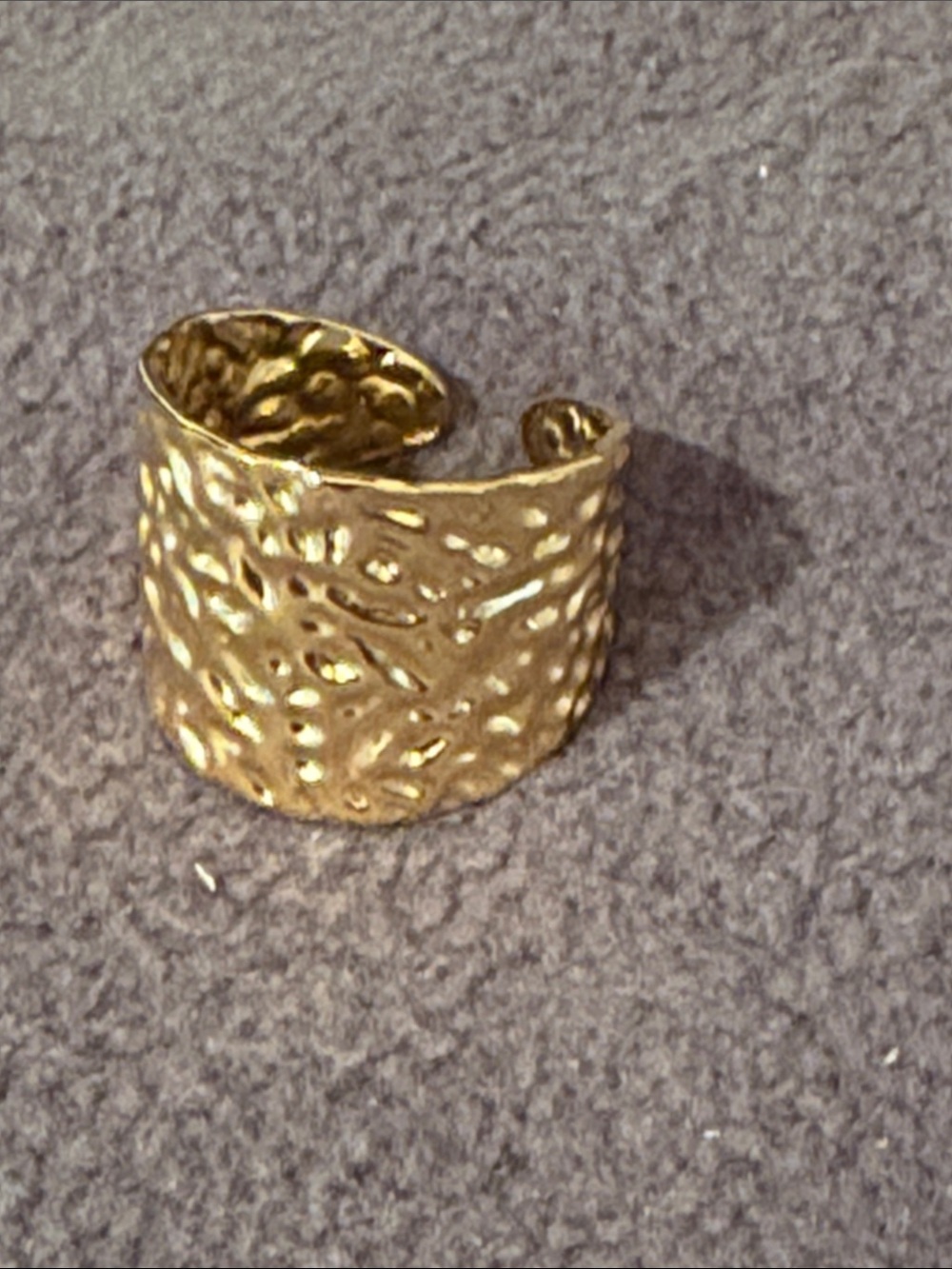 Gold Textured Wide Cuff Ring - Women Jewelry
